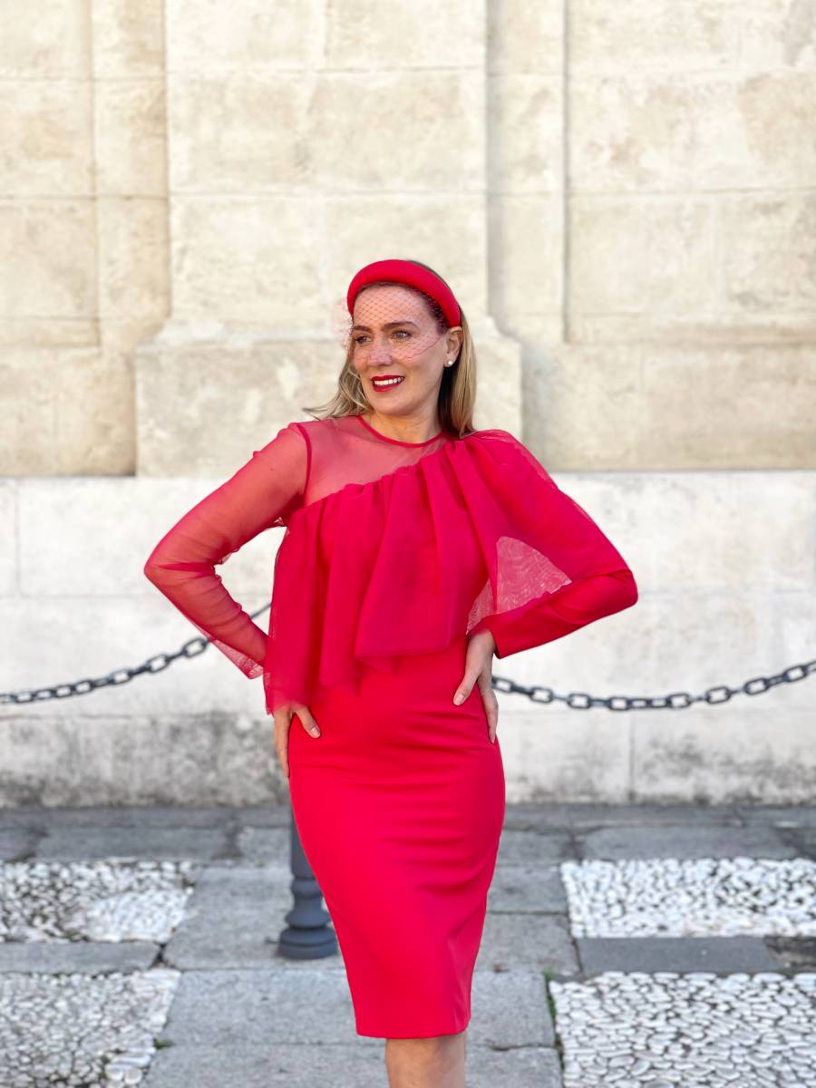 Vestido invitada rojo con tul – Guapa y con estilo SHOP
