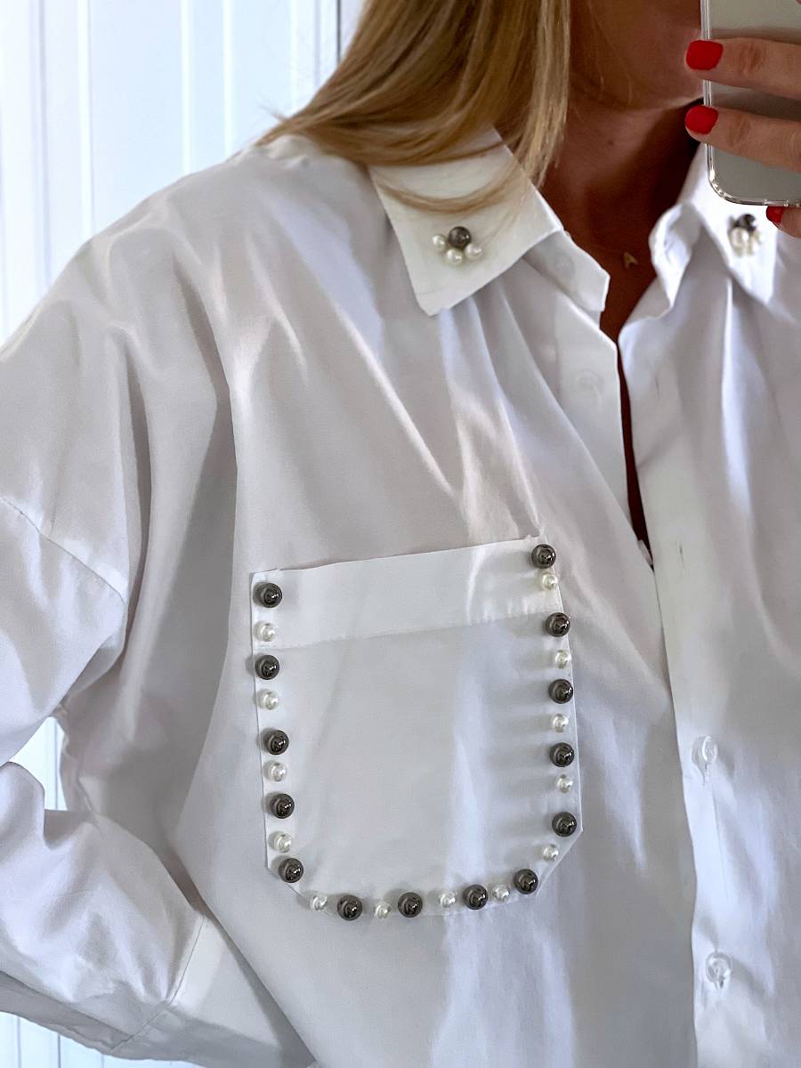 pureza Corredor fácilmente Camisa blanca perlas – Guapa y con estilo SHOP